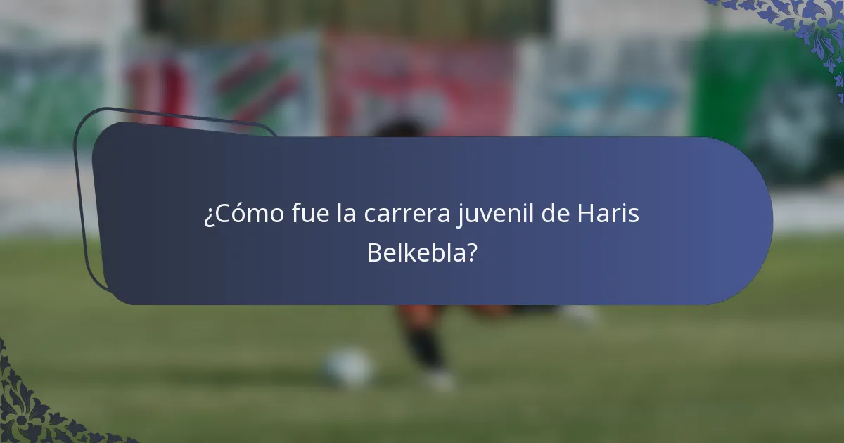 ¿Cómo fue la carrera juvenil de Haris Belkebla?