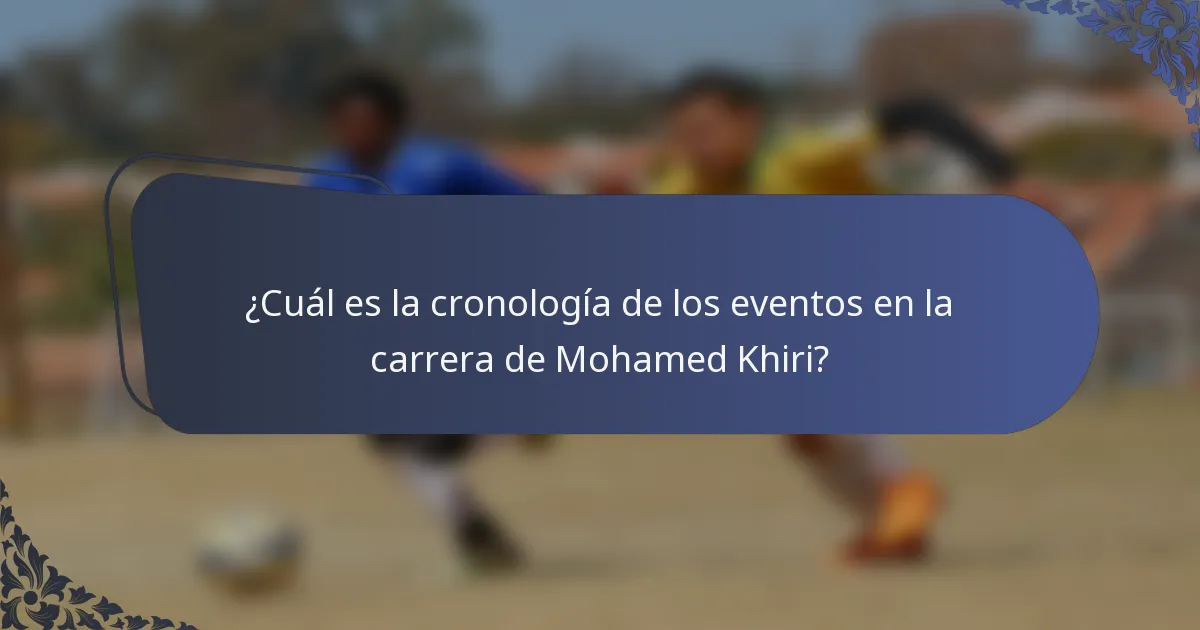¿Cuál es la cronología de los eventos en la carrera de Mohamed Khiri?