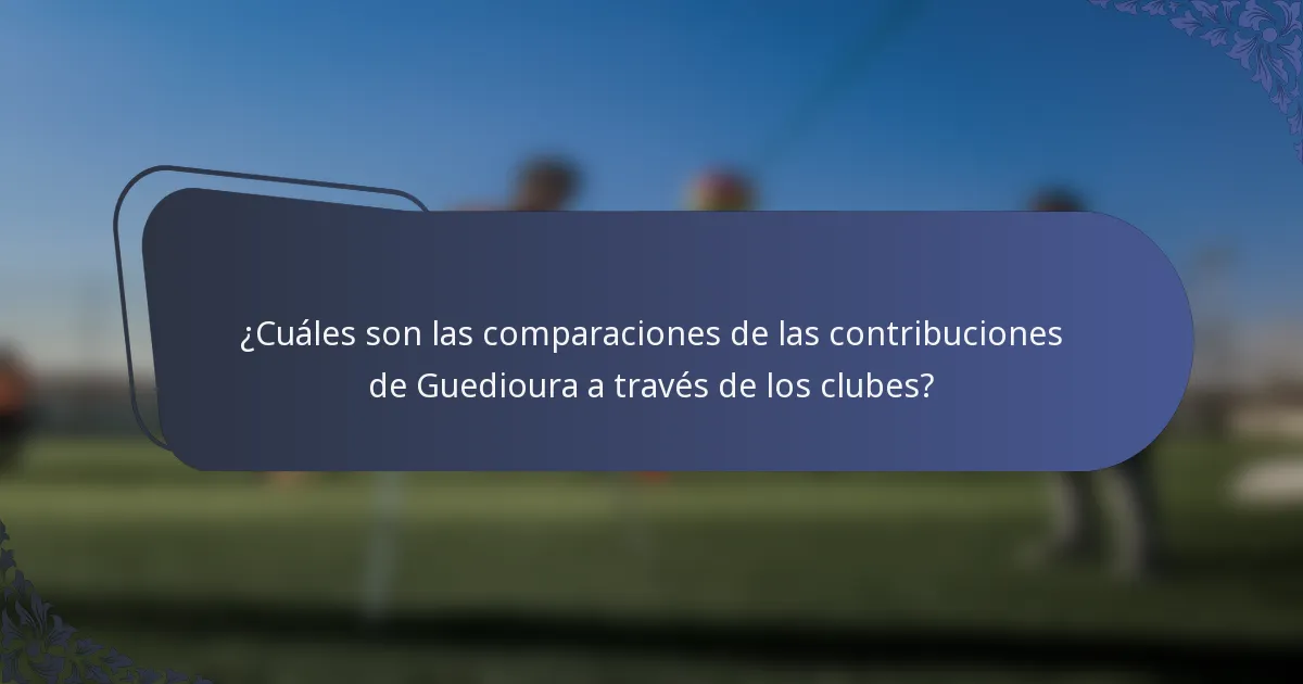 ¿Cuáles son las comparaciones de las contribuciones de Guedioura a través de los clubes?